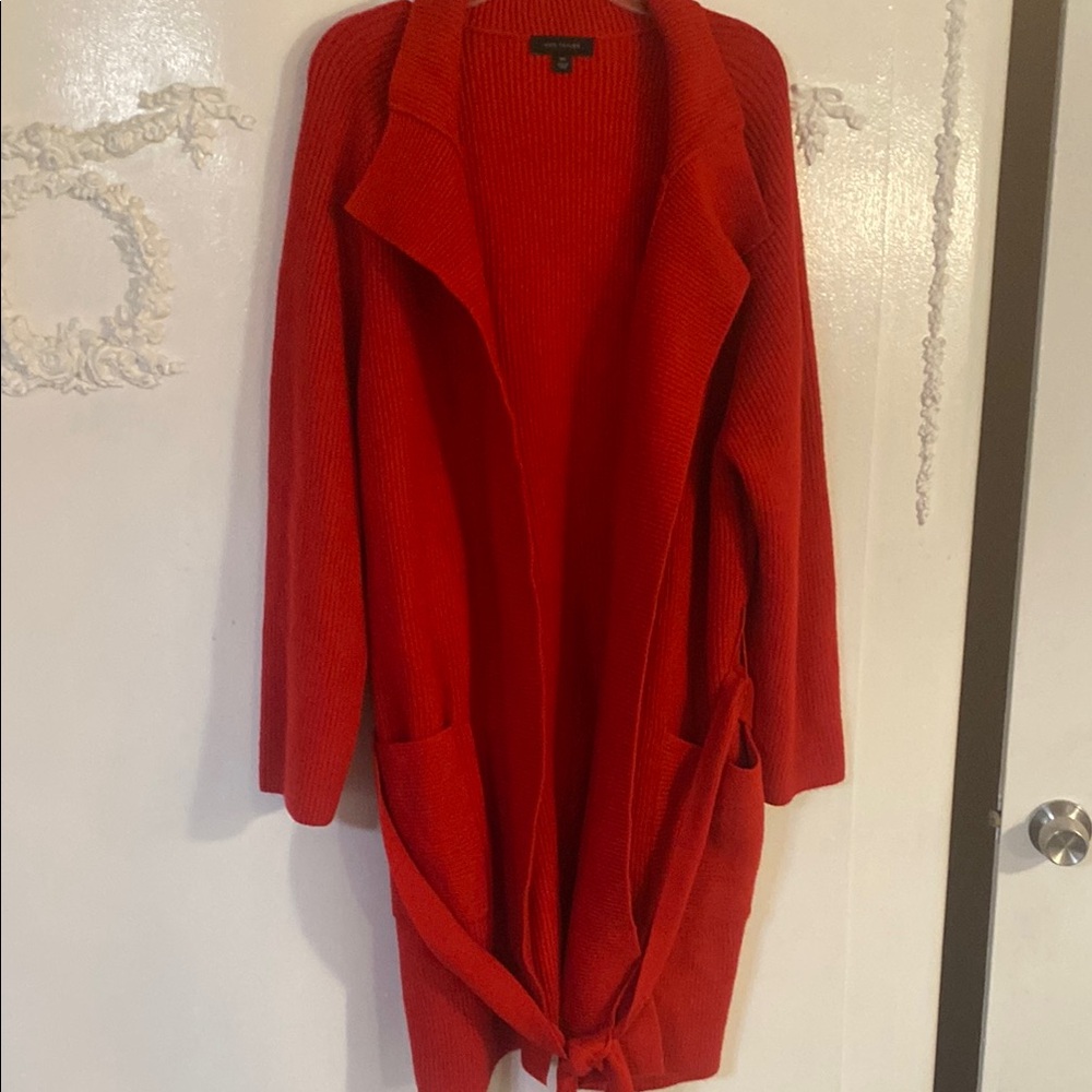 Red Women's Sweater Cardigan Ann Taylor SZ XXL
